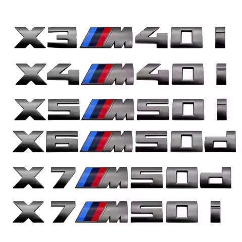Grey Emblem for BMW X3M X4M X5M X6M X7 M Power Emblems Badge Logo 40i 40d 50i 50d 60d 60i ABS Rear L