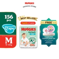 HUGGIES AirSoft Tape Diapers M52 (3 packs) Breathable and soft diapers for baby