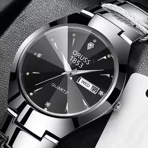 ORUSS Top Brand Men Watch High Quality Stainless Steel Waterproof Luminous Pointer Week Calendar Man