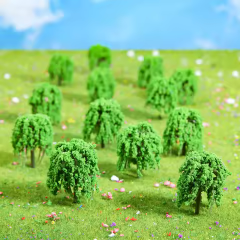 20pcs 5cm Model Willow Miniature Tree Green Scenery Landscape Model Weeping Willow Tree for Train Sc