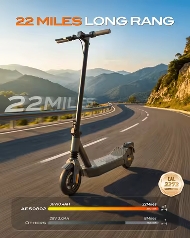 Foldable Electric Scooter 8.5-inch Solid Tire 36V 10.4Ah 20mph 21.87 Miles 350W Motor BT for Adults