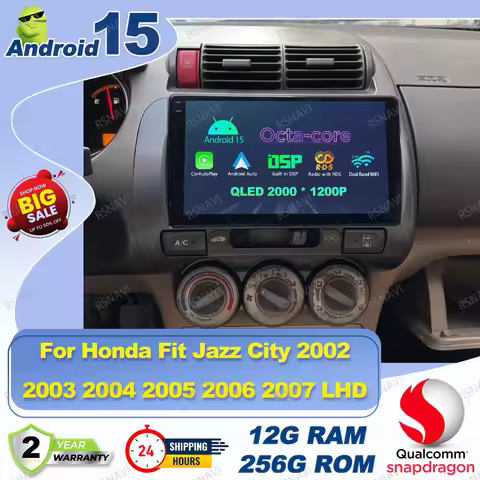 Android 15 Car Radio For Honda Fit Jazz City 2002 2003 - 2007 LHD Passat B5 Golf 6 Portable Tire Inf