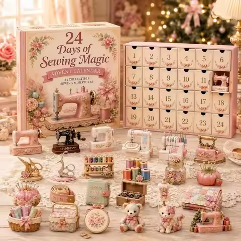 Cute Sewing Theme Christmas Advent Calendar Ornaments Handmade 24 Days Advent Calendar Decorations C