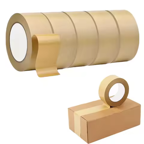 Kraft Paper Tape 50mm*23M Gummed Kraft Tape Self Adhesive Kraft Paper Packaging Tape Waterproof Biod