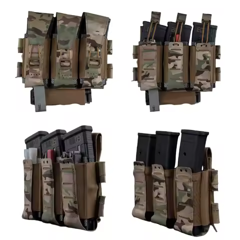WG Modular Rifle Pisol Submachine Gun SMG Triple Mag Pouch Panel Airsoft Magazine Holster Compatible