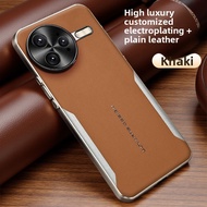 Phone Case for Redmi K80 K80 Pro Business Leather Casing Electroplated Frame Lens Protect Anti Fall 