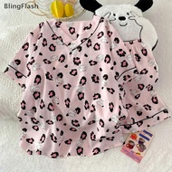 [Plaid Cartoon Print V-neck pajama set for women - summer leisure wear]