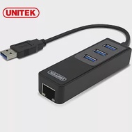 UNITEK 優越者USB3.0有線網卡+3埠HUB