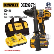 DeWalt 20V DCD999T1 Cordless Impact Drill Combo (Fabric Bag, Body, 6.0Ah Battery, Fast Charging)