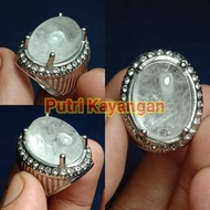 Cincin Batu Kecubung Es Cristal Serat Putih