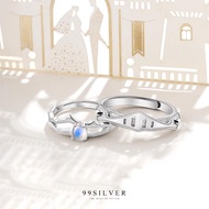 แหวนคู่รัก Knight and Princess อัศวินและเจ้าหญิง ประดับ Moon Stone แท้ (กดสั่ง 1 ครั้ง ได้แหวน 2 วง)