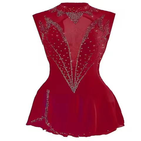 Women's Ice Skating Dress Outfits Open Back Mesh Spandex High Elasticity Competition Skating Wear Cr