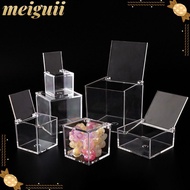 MEIGUII Acrylic Box, Square Cube Stackable Design  Cube Box, Display  With Lids Transparent  Display