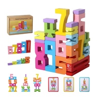 Wooden Number Building Blocks, Montessori-Inspired Wooden Number Building Blocks, Math Learning Toys