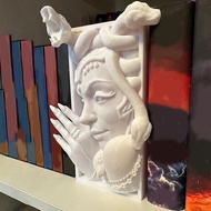 Decorative Bookends Unique Snake Women Face Book Ends Heavy Duty Book Stopper for Home Office Desk V
