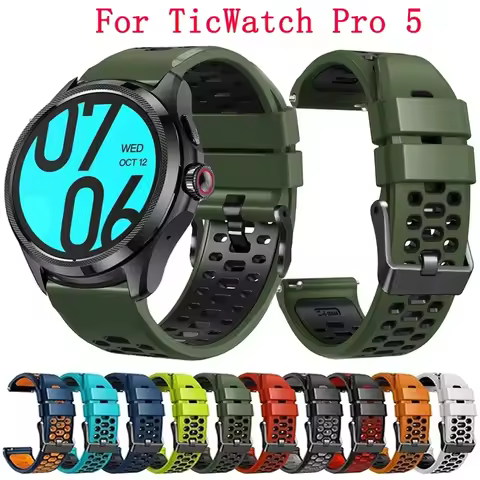 24mm Silicone Watch Band Strap For TicWatch Pro 5 Wristband Replacement For TicWatch Pro 5 Sport Sma