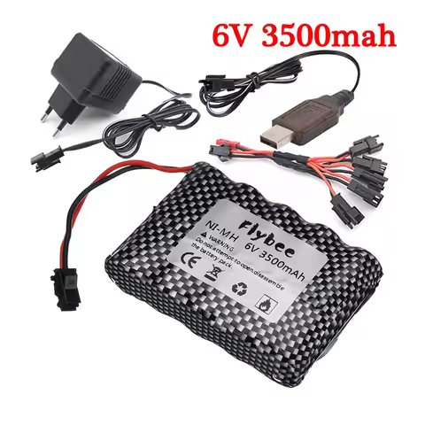 6v 3500mAh Battery and Charger For RC Cars Robots Tanks Gun Boats 6v NiMH Battery AA 3000mah 6v Rech