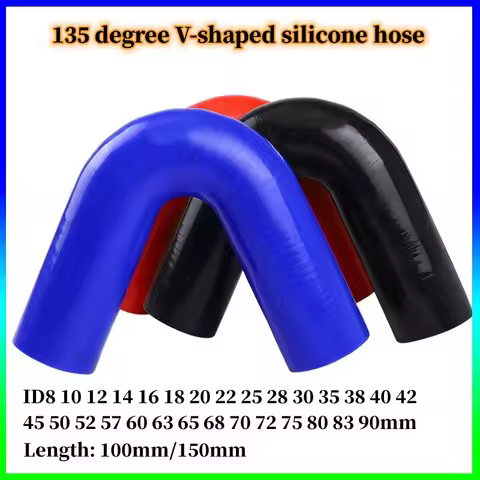 135 Degree V-shaped Silicone Hose Intercooler Turbo Air Intake Pipe Coupler Blue Red Black ID8 10 12