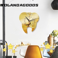 YOLA Hanging Clock, Personality Modern Teeth Mirror Wall Clock, TV Backdrop Creative Wall Stickers Home Decor Mirror Clock