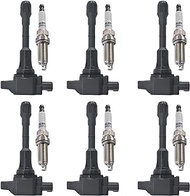 Autowxjq Set of 6 Iridium Spark Plug and 6 Ignition Coil Pack Compatible with Nissan Infiniti Maxima Murano Pathfinder Quest Altima Q50 QX60 FX35 370Z Q70 G37 QX50 QX70 V6 Replacement for UF550