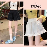 Women's Khaki Shorts with Waistband and Ruffles - Pretty Lady Shorts 17Dec- 838