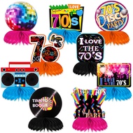 9 Pcs 70s Party Decorations Back to 70s Honeycomb Centerpieces Colorful Disco Party Favors 70's Boog