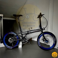Crius Master 22” • 9 Speeds Shimano • Litepro Wheelset Chainring • Foldable Foldie Bicycle • Godzilla Black Blue •