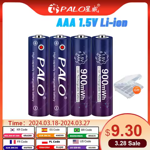 PALO 1.5v Li-ion AAA Rechargeable Battery 900mWh 1.5V AAA Lithium Rechargeable Battery AAA 1.5V Batt