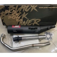 YAMAHA LC135 4S /5S /Y15ZR V1 V2 /LC135 V8 FI AHM EXHAUST (32MM) CUTTING STD BLACK EDITION<<FOC MUFF