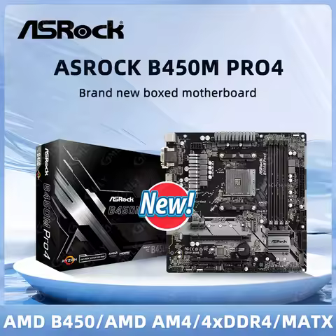B450 B450M Motherboard ASRock B450M Pro4 AM4 64GB DDR4 Micro ATX 2xM.2 support Ryzen 5600 5700 3600 
