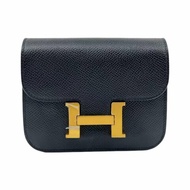 【2423】愛馬仕  Hermès Constance Slim 短款錢包 黑色 金扣