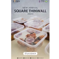 Thinwall Suapi Square 450ml Box of 25 Square Food Container/