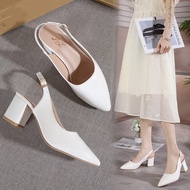 4color Korean Women Pointed Toe Office Work Gloosy Block Heels Shoes 2inch heels