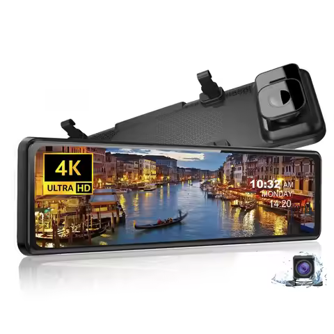 12 Inch Touch Screen Dash Cam Mirror 2 Channel Wifi Gps Dashcam 4k Front And Rear Car Dvr Dual Lents
