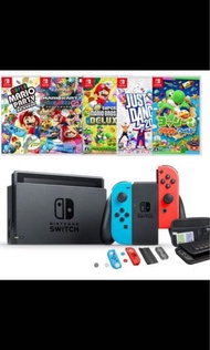 Nintendo Switch 藍紅主機  Momo購入 主機原價9780 售8000  遊戲片 👉🏻薩爾達無雙 海拉魯全明星豪華版 中文版（全新） 原價1850 售1400 👉🏻超級瑪莉歐 奧徳賽 原價1640 售1200