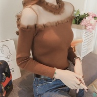 Mesh Lace Half Turtleneck Bottoming Shirt Women's Long-Sleeved Autumn Winter 2021 Thin Top Korean Version All-Match Small Shirt T