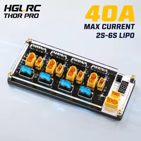 HGLRC Thor Pro 4 Port LiPo Parallel Balance Charging Board 40A XT30 XT60 2S-6S 15A Fused Integrated 