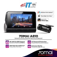 70mai A810 Car Recorder Dash Cam 4K UHD with Sony Starvis 2 IMX678 Support Dual Channel Recording (Front + Rear) &amp; HDR