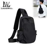 LouisWill Men Sport กระเป๋าคาดเอวกระเป๋าถือ Cross Body กระเป๋ากระเป๋าคาดอกสำหรับผู้ชายแฟชั่นกระเป๋าสะพายไหล่กระเป๋าคาดเอวกันน้ำ PU กระเป๋าคาดเอวสำหรับผู้ชายพร้อมหูฟัง