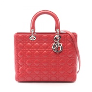 【二手】迪奧 Lady Dior 大 Cannage 手提包 MO556RED皮革 Lady Dior Cannage 兩用托特包 大號 女士