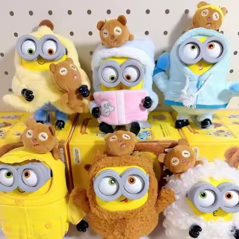 52toys Minions Bob&tim Blind Box, Multiple Styles Plush Keychain,Good Friends Together Series Blind 