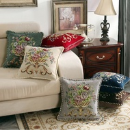 Premium Embroidered Sofa Cushion Cover 48x48 cm Classic European Floral Luxury Aesthetic Motif