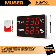Huato HE250C-EX+A01 5" Large LED Thermohygrometer Display with Logging Function & Alarm Buzzer