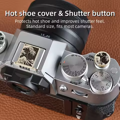 Vintage Metal Hot Shoe Cover Shutter Button For Nikon Leica M9 M11 Sony Fuji XT5 XT50 XE4 XS20 XT30I