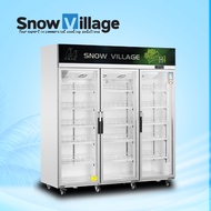 SnowVillage 1350L Display Fridge Chiller | 3-Glass Door Showcase Refrigerator| Air-Cooled Beverage S