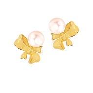 PRIMA ต่างหูทองคำ 99.9% ประดับไข่มุก Royal Ribbon collection 165E0975-18