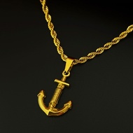 WS Anchor Necklace For Men Stainless Seaman Jewelry Anchor Kwintas For Male Gold Plated Anchor Jewel