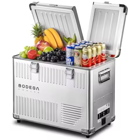 42 Quart Portable Car Refrigerator, 12V Dual Zone Car Fridge Freezer, Lightweight Aluminum Electric 