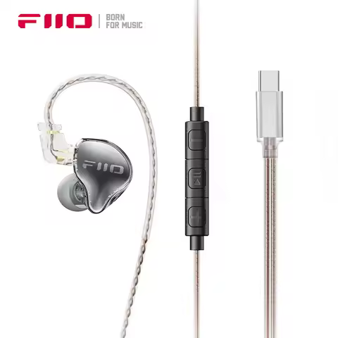 FiiO JD10 Earphones in-ear 10mm Dynamic Wired Headphones DSP HiFi High Quality Earbuds IEM Hi-Res Ce