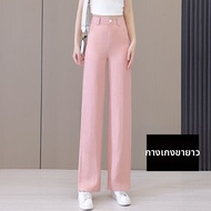 XIANGHOUMINCHU | กางเกงผ้าลินินเรยอนสีขาวบางระบายอากาศ